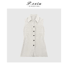 03-5潘依绣丁丁宠粉极简老钱风无袖衬衫Q17335