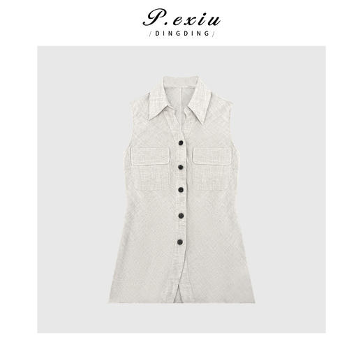 03-5潘依绣丁丁宠粉极简老钱风无袖衬衫Q17335 商品图0