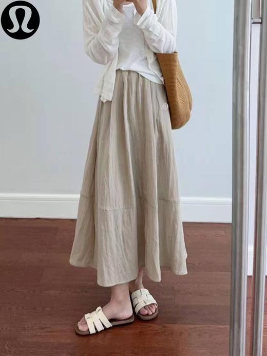 F032978拼接式剪裁柔软亲肤天丝亚麻半身裙中长裙 商品图8