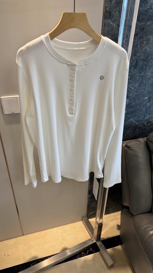 F032908气质美式亨利领T恤打底衫瑜伽运动修身正肩长袖上衣 商品图11