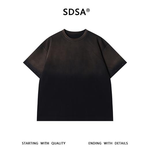 SDSA男装2026新款高贵轻奢j简约复古渐变袖口铆钉短袖T恤百搭时尚 商品图0