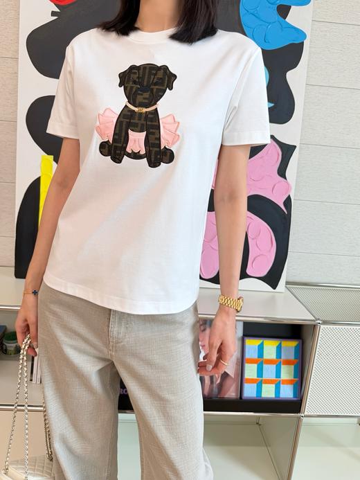 芬迪 全新上线老花小狗章仔白T 恤 商品图0