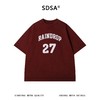 SDSA男装2026新款高贵轻奢美式毛边贴布字母数字做旧圆领短袖T恤 商品缩略图0