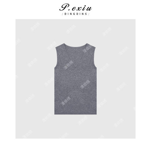 04-1潘依绣丁丁宠粉韩系松弛无袖v领针织羊-毛-背心Q77069 商品图0