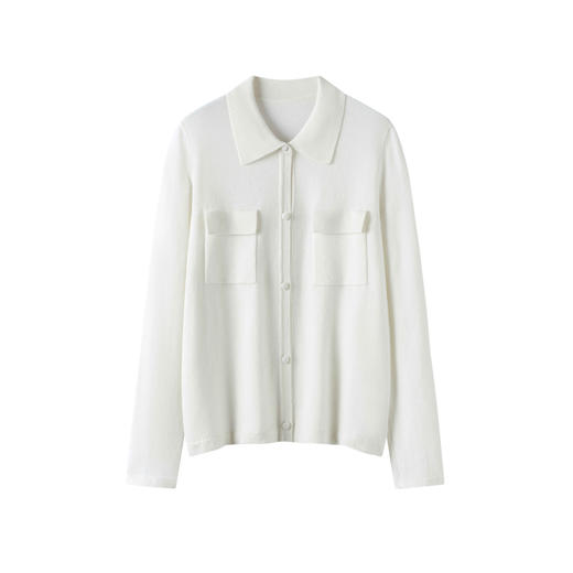 S·Y·C【白屿】桑蚕丝羊毛休闲时尚百搭显瘦纽扣针织衫女SYM25082 商品图1