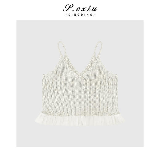 03-5潘依绣丁丁宠粉法式拼接花边针织吊带Q39873 商品图0