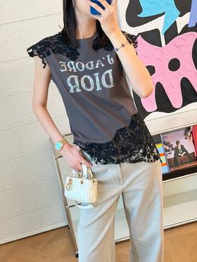 迪奥 2026最新款 超重工蕾丝T恤