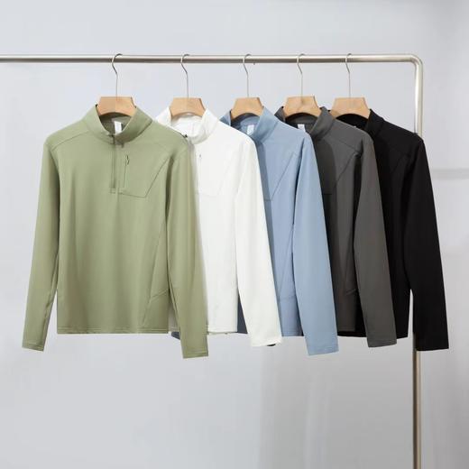 F032972简约休闲春季户外运动速干半拉链弹力透气长袖T恤 商品图0