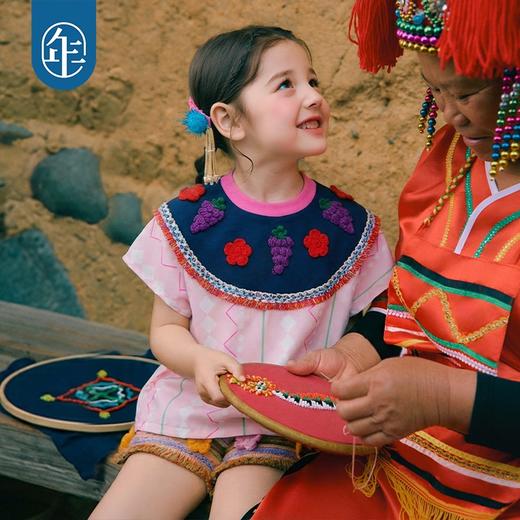 年衣童装儿童针织短裤女童夏季新款民族风中大童下装高腰毛织裤子 商品图1