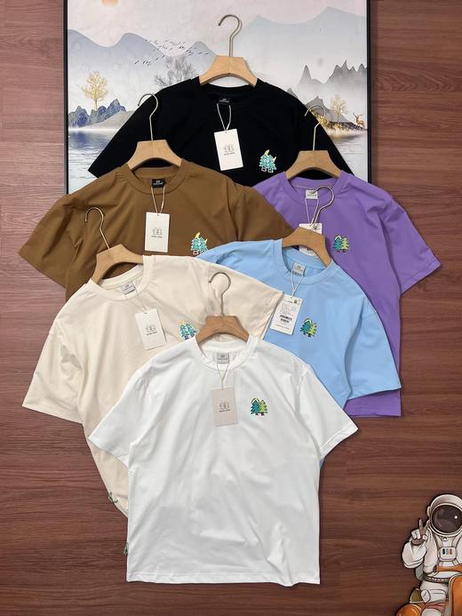 F032982日常通勤简约圆领治愈系刺绣宽松落肩短袖T恤 商品图0