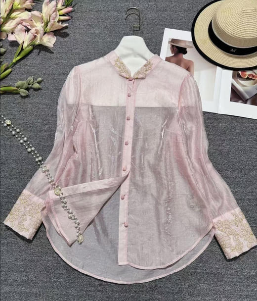 原单新款天丝重磅刺绣透视衬衫 商品图6