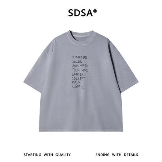SDSA男装2026新款高贵轻奢时尚复古印花字母圆领短袖T恤百搭高街 商品图0