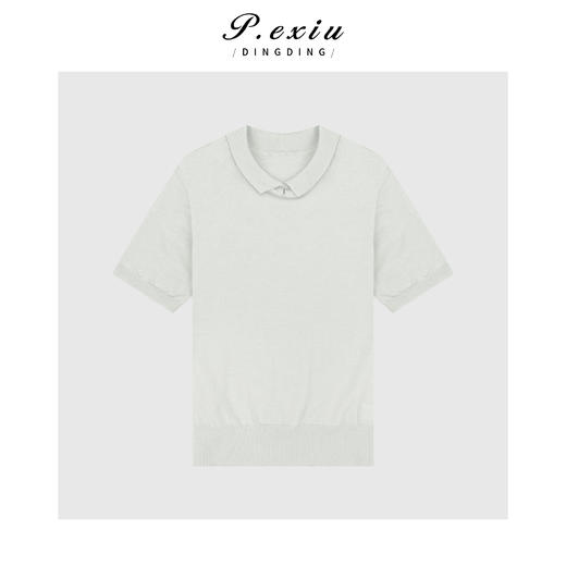 03-5潘依绣丁丁宠粉简约半高领毛织短袖T恤Q15653 商品图0