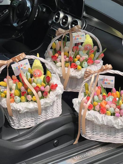 白色竹编椭圆套二花篮 商品图1