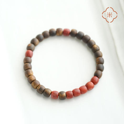 米马饰物 电白种植奇楠沉香 包浆南红药片手串 红与沉 交织成香 商品图4