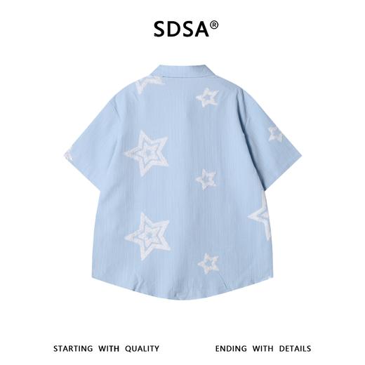 SDSA男装2026新款高贵轻奢潮牌简约撞色刺绣星星短袖衬衫百搭休闲 商品图4