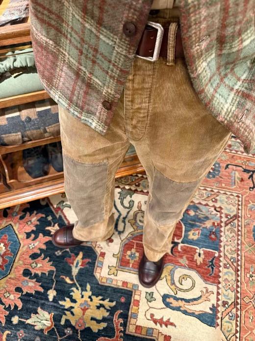 F032963耐磨补丁拼接直筒宽松剪裁棉质灯芯绒长裤 商品图7