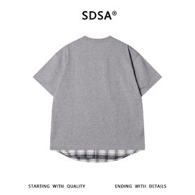 SDSA男装2026新款轻奢韩版爱心下摆拼接假两件短袖T恤百搭时尚潮