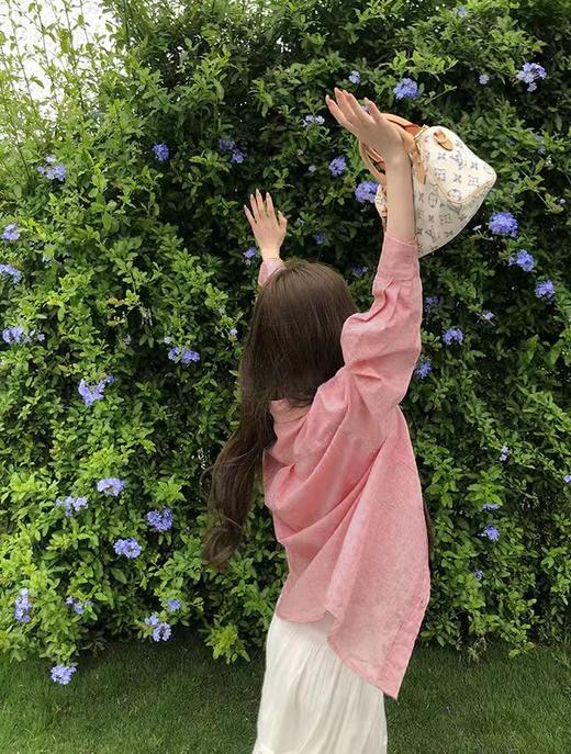 F032951高奢系列夏季新款苎麻女士温柔C位粉苎麻轻薄防晒衬衫 商品图7