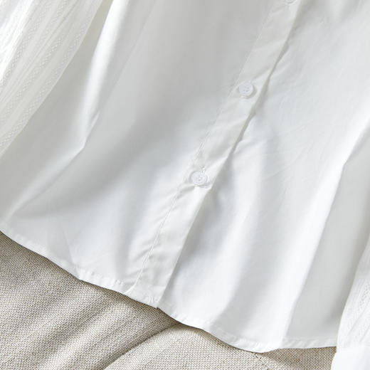 丁摩 棉茧 木耳领白衬衫春装设计感别致上衣精梳棉打底衬衣6ZF-2237 商品图2