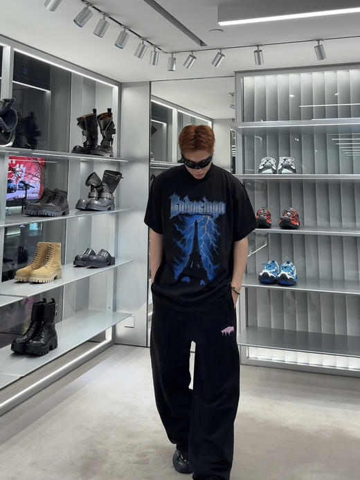 巴黎世家 26ss字母标识铁塔印花T恤 男女同款（DY） 商品图4