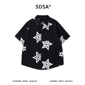SDSA男装2026新款高贵轻奢潮牌简约撞色刺绣星星短袖衬衫百搭休闲