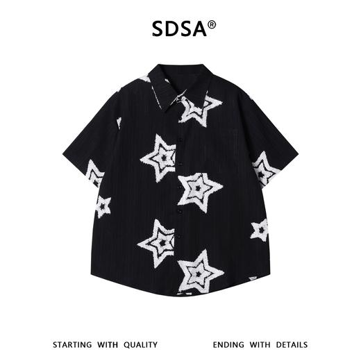 SDSA男装2026新款高贵轻奢潮牌简约撞色刺绣星星短袖衬衫百搭休闲 商品图0