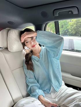 F032953双拉链亚麻莱赛尔天丝凉感连帽针织开衫防晒罩衫