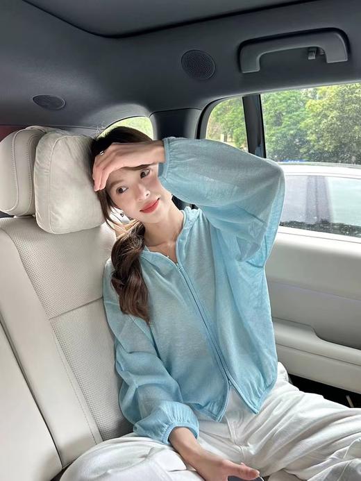 F032953双拉链亚麻莱赛尔天丝凉感连帽针织开衫防晒罩衫 商品图0