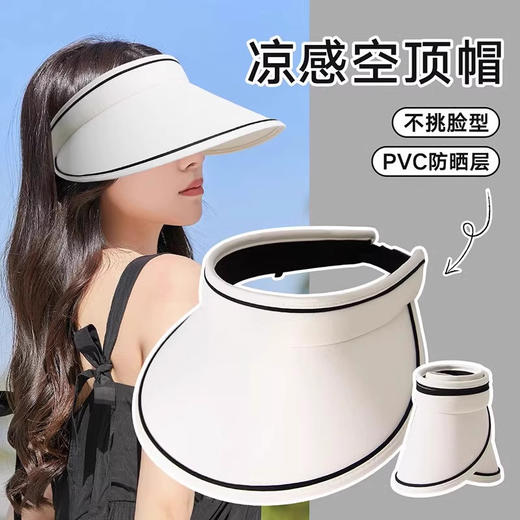 夏季可折叠空顶遮阳帽子 防紫外线无痕遮脸防晒帽 夏天户外太阳帽女 商品图1