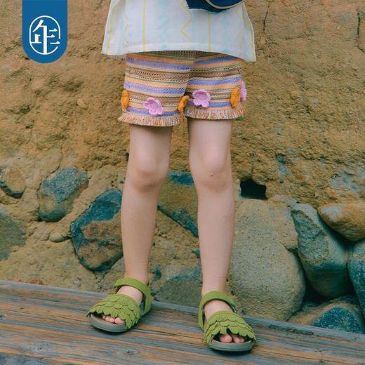 年衣童装儿童针织短裤女童夏季新款民族风中大童下装高腰毛织裤子 商品图0