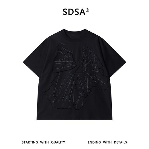 SDSA男装2026新款高贵轻奢潮牌抽象贴布烫钻圆领短袖T恤百搭痞帅 商品图0