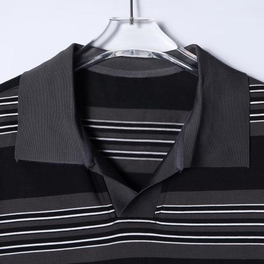 SDSA男装2026新款轻奢老钱风撞色条纹翻领短袖T恤刺绣字母百搭 商品图1