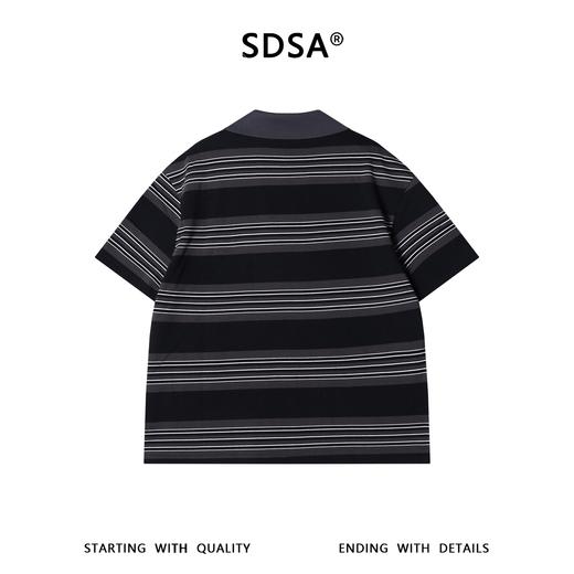SDSA男装2026新款轻奢老钱风撞色条纹翻领短袖T恤刺绣字母百搭 商品图4