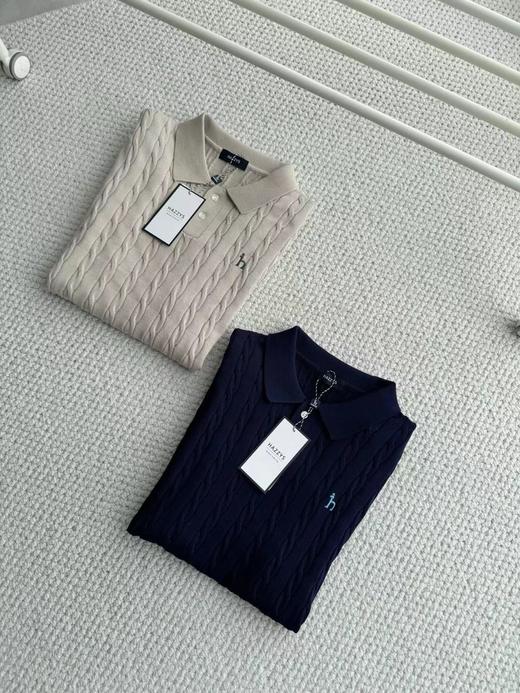 F032911男士绞花短袖POLO翻领针织衫夏季通勤老钱风休闲上衣 商品图3