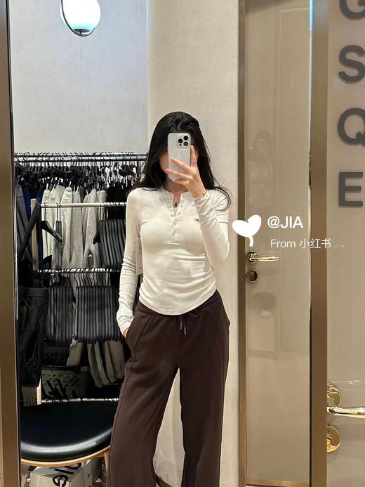 F032908气质美式亨利领T恤打底衫瑜伽运动修身正肩长袖上衣 商品图10