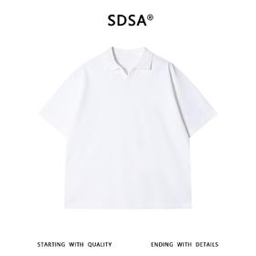 SDSA男装2026新款高贵轻奢老钱风纯色拼接翻领短袖T恤百搭休闲