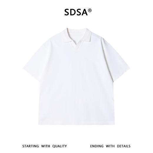 SDSA男装2026新款高贵轻奢老钱风纯色拼接翻领短袖T恤百搭休闲 商品图0