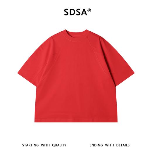 SDSA男装2026新款高贵轻奢纯色高级感分割线设计圆领短袖T恤百搭 商品图0