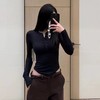 F032908气质美式亨利领T恤打底衫瑜伽运动修身正肩长袖上衣 商品缩略图2