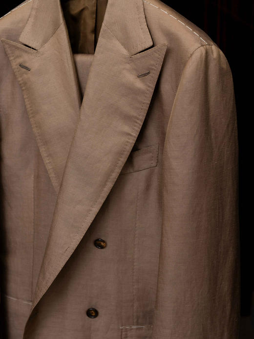 Cesare Attolini 香槟色双排扣 Silk-Linen 套装 商品图2
