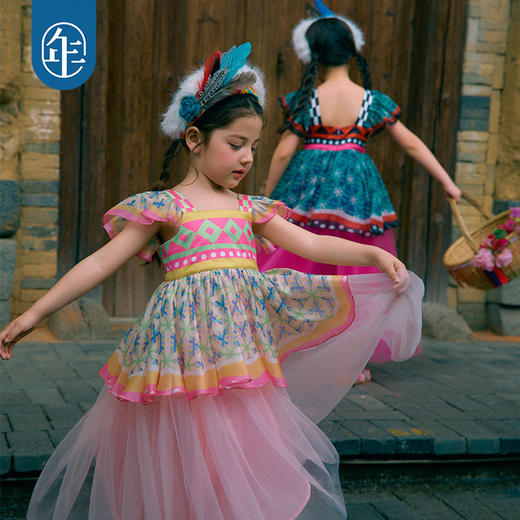 年衣童装儿童连衣裙2026年新款夏装民族风小飞袖中大童演出服长裙 商品图4