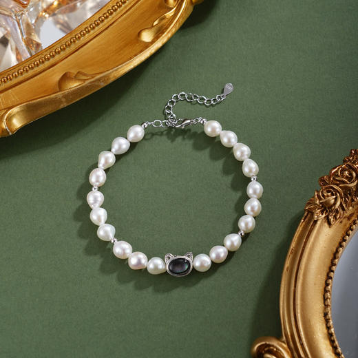子佩集【暗夜猫咪】银S925珍珠惜王妃手链【SPB0720002】螺钿2602 商品图1