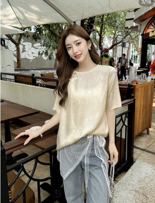 原单新款花萝重磅真丝短袖 商品图2