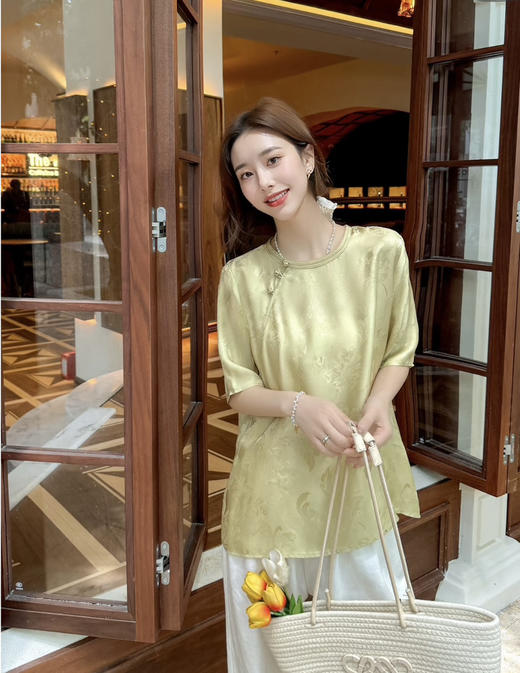 原单新款花萝重磅真丝短袖 商品图1