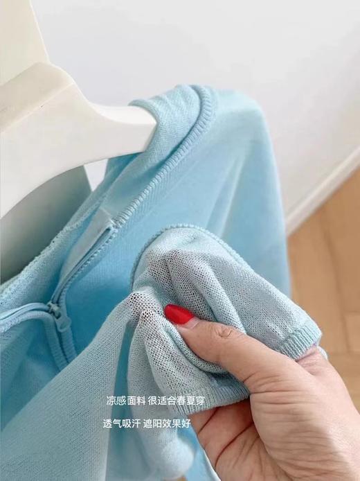 F032953双拉链亚麻莱赛尔天丝凉感连帽针织开衫防晒罩衫 商品图7