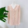 丁摩 真丝衬衫女春夏新款V领长袖双绉100%桑蚕丝衬衣6ZF-ML238 商品缩略图3