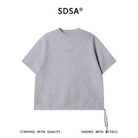 SDSA男装2026新款高贵轻奢纯色侧摆抽绳刺绣字母圆领短袖T恤百搭