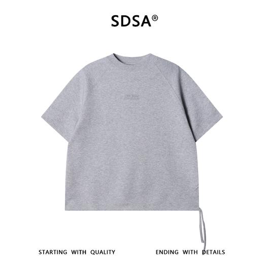 SDSA男装2026新款高贵轻奢纯色侧摆抽绳刺绣字母圆领短袖T恤百搭 商品图0