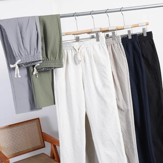 F032902春夏薄款立体裁剪男士松紧腰修身直筒纯色休闲裤 商品图4